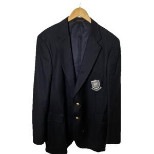 VTG YALE University Navy Wool Blazer Nautical Crest Bespoke Collegiate 40